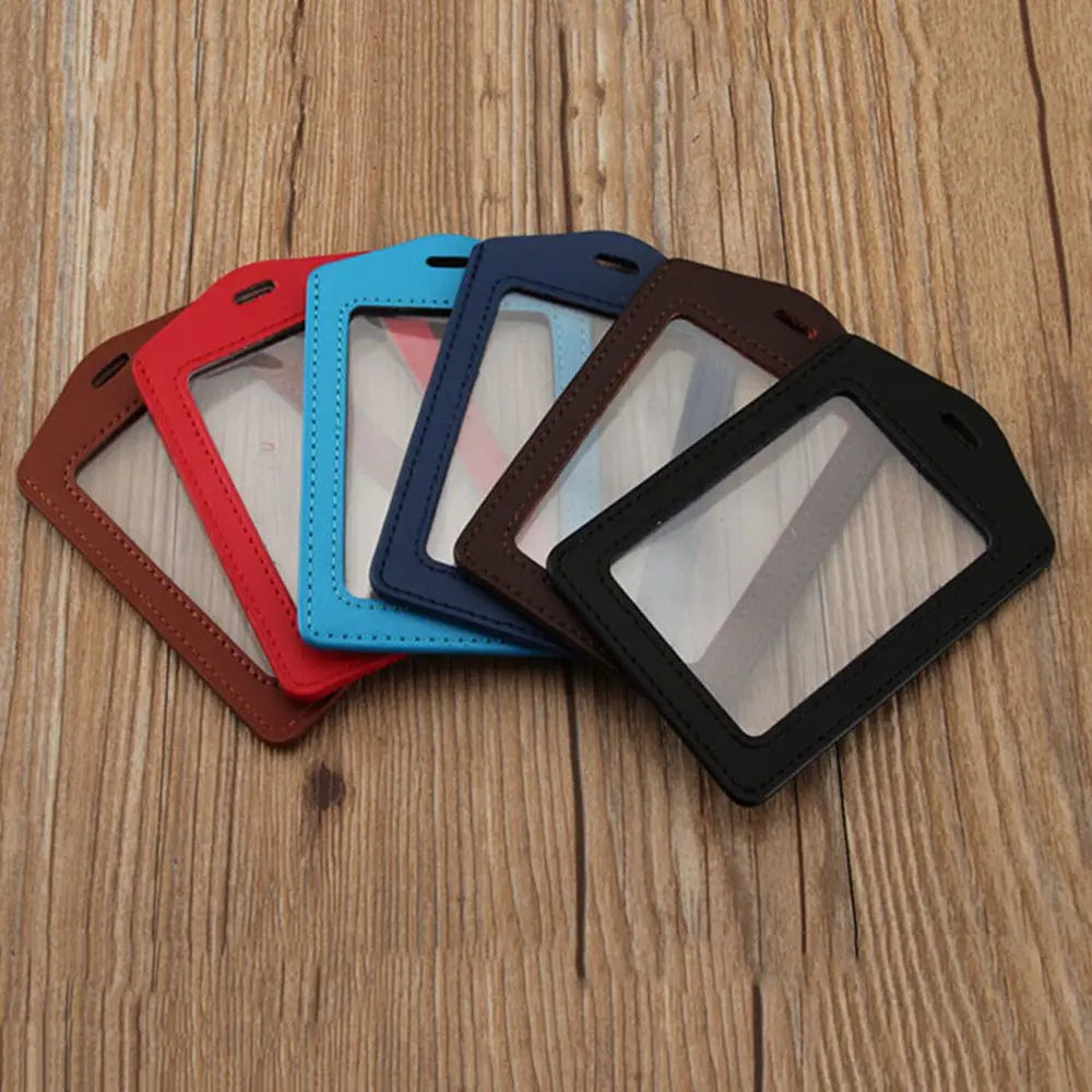 ID Kartenhalter aus PU-Leder mit Klarsichtfenster – Business Badge Case mit farbigem Rand & Lanyard-Ösen für Damen & Herren