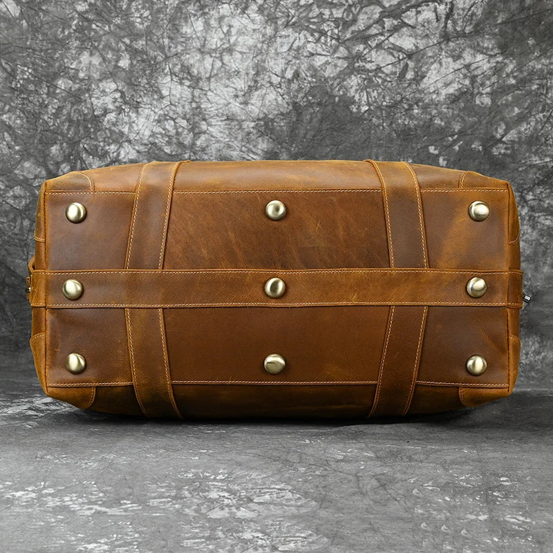 Luufan Crazy Horse Leder Reisetasche für Herren – Große Vintage Travel Duffel aus echtem Rindsleder mit Schultergurt