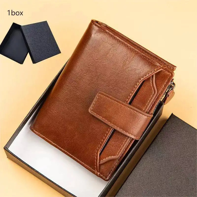 Herren Leder Geldbörse – Kurzform Vintage PU Wallet mit Mehrfachkartenfächern & Geschenkbox