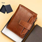 Herren Leder Geldbörse – Kurzform Vintage PU Wallet mit Mehrfachkartenfächern & Geschenkbox