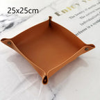 Moderne PU Leder Ablageschale - Bandeja decorativa para guardar cosméticos, geles y maquillaje (20 × 20 cm / 25 × 25 cm)