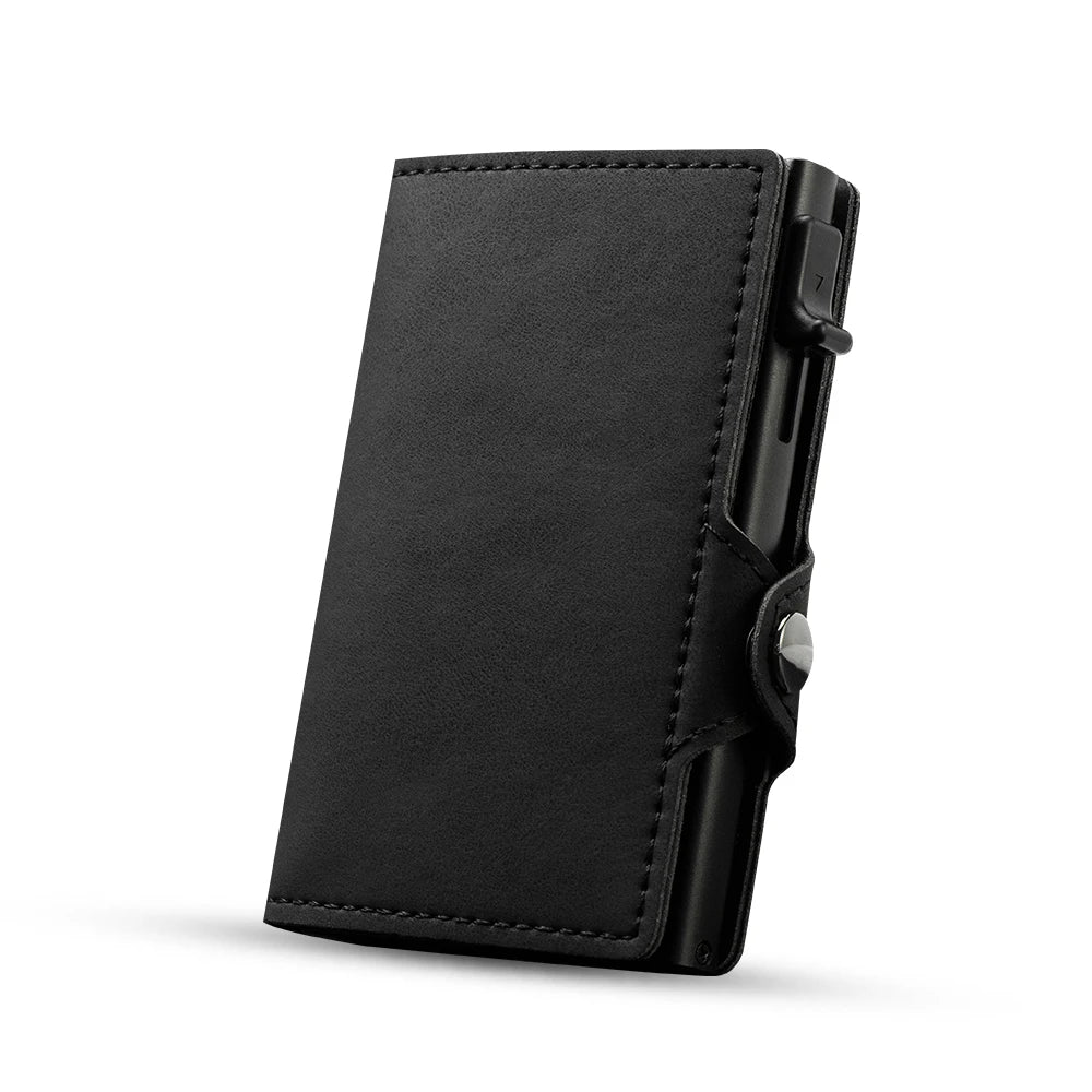 CASEKEY Smart Wallet Pink – Slim Minimalist Leder Geldbörse mit RFID-Schutz, Pop-Up Kartenhalter & Reißverschlussfach