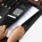 Professionelle Leder A4 Konferenzmappe mit Klemmbrett &amp; Taschenrechner – Portafolio de negocios para oficinas y reuniones