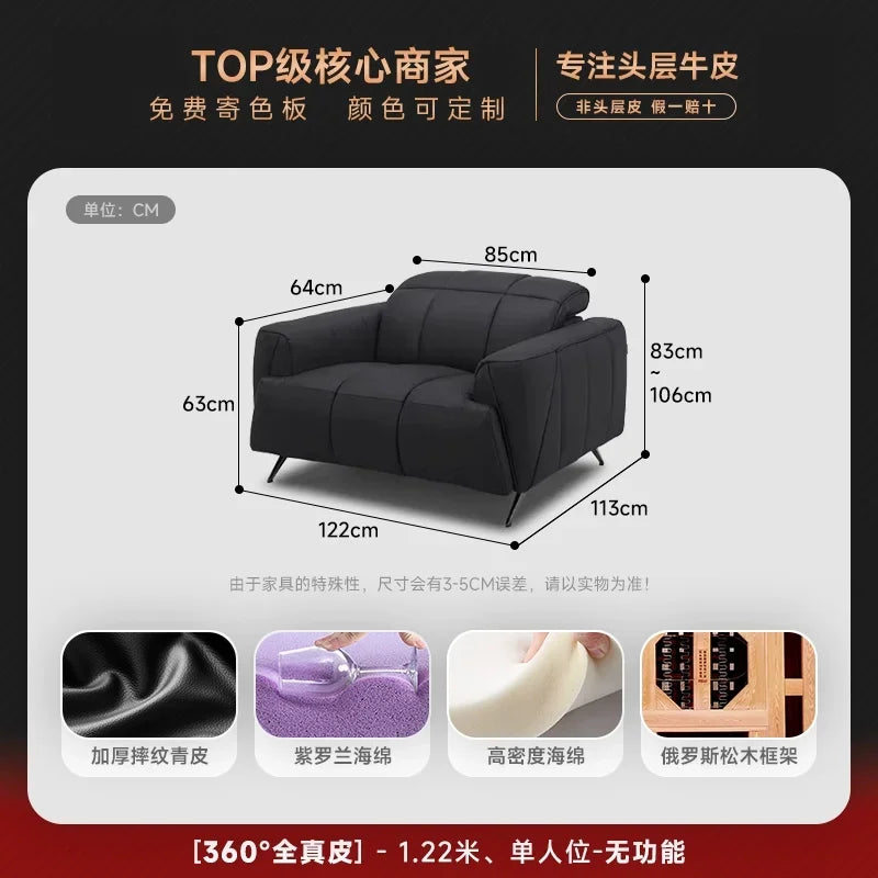 Designer Elektro-Ledersofa mit Schlaffunktion – Großes, verstellbares Luxus Sofa aus Rindsleder, ausziehbar & individuell konfigurierbar