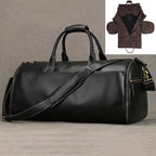 Luufan Herren Reisetasche aus Crazy Horse Leder – Faltbare Anzugtasche mit Schuhfach & Cowhide Duffel Bag