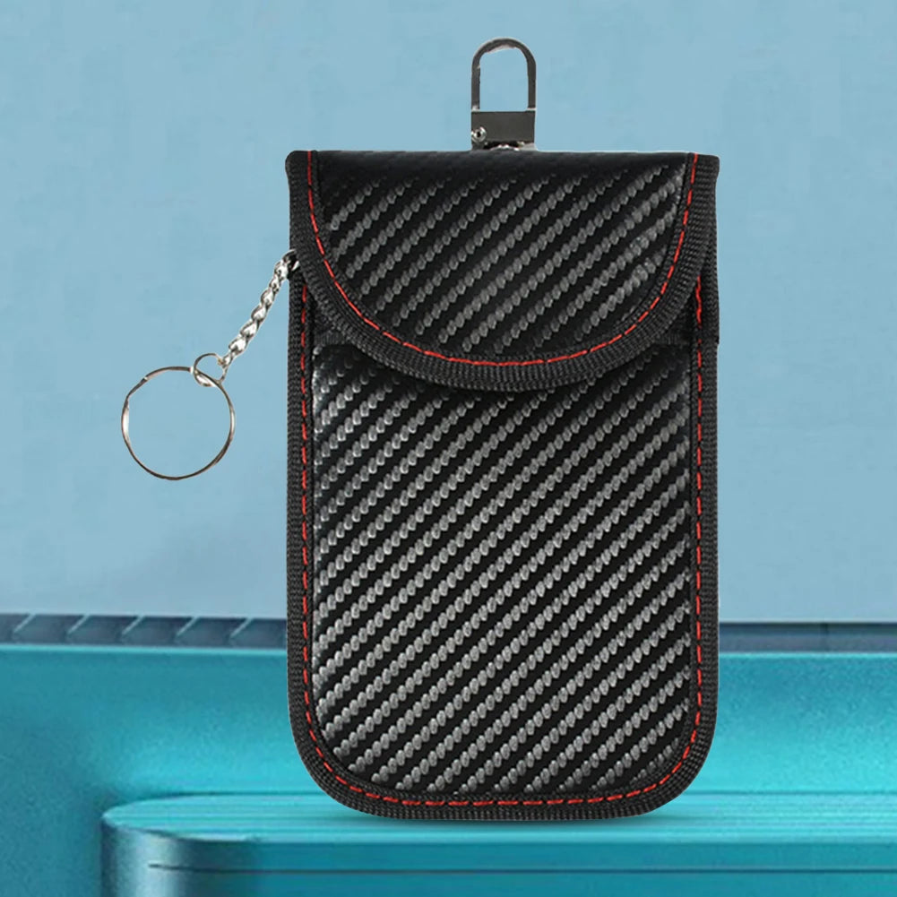 2er Set Faraday Autoschlüssel Signalblocker – RFID & Keyless Schutzetui aus PU-Leder mit Carbon-Optik (Anti-Diebstahl)
