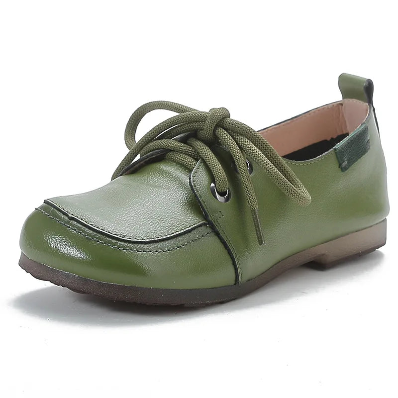 feerldi Damen Leder Flats WB-365K – Elegante Retro Ballerinas mit Schleifen, Weiche Slip-On Mokassins, Komfortable Loafers für Frauen