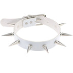 Collier en cuir PU gothique à rivets, style punk gothique, collier fantaisie exagéré, style gothique tendance.