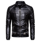 Herren Winter PU Leder Motorradjacke – Slim Fit Biker Bomberjacke mit abnehmbarem Fellkragen & warmem Fleece-Futter