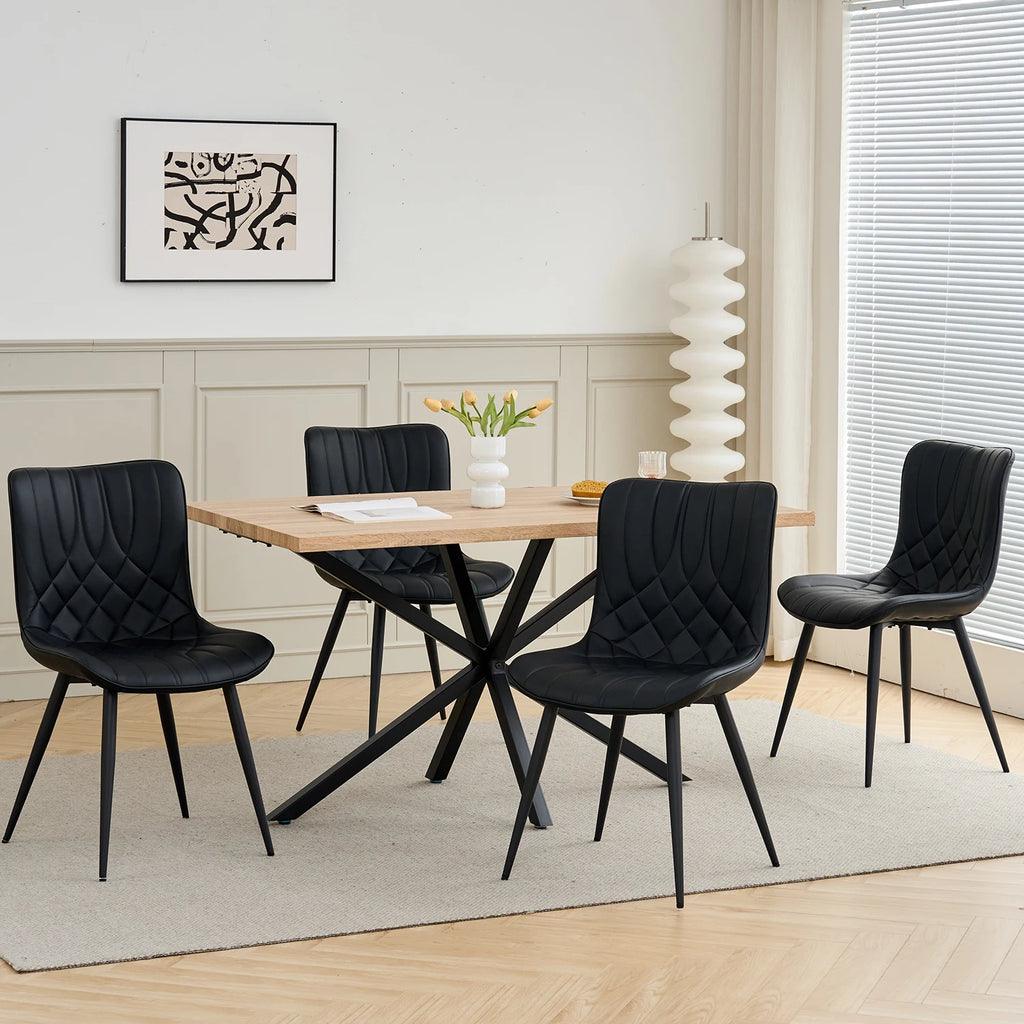 Esszimmerstühle 4er-Set aus Kunstleder – Gepolsterte Dining Chairs im gesteppten Retro-Design mit Metallbeinen, modern & luxuriös