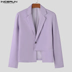 INCERUN Herren PU-Leder Blazer 2025 – Estilo coreano Sakko mit asymmetrischem Saum, elegante blazer informal y de oficina en S-5XL 