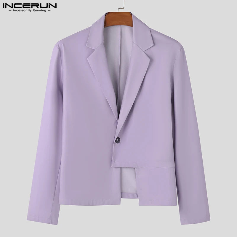 INCERUN Herren PU-Leder Blazer 2025 – Korean Style Sakko mit asymmetrischem Saum, eleganter Casual & Office Blazer in S–5XL