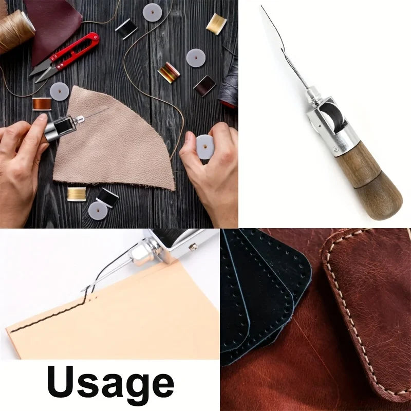 DIY Leder Nähhorn Set 24-teilig – Lederhandwerkzeug für Schnelles Nähen, Reparatur & Handwerk