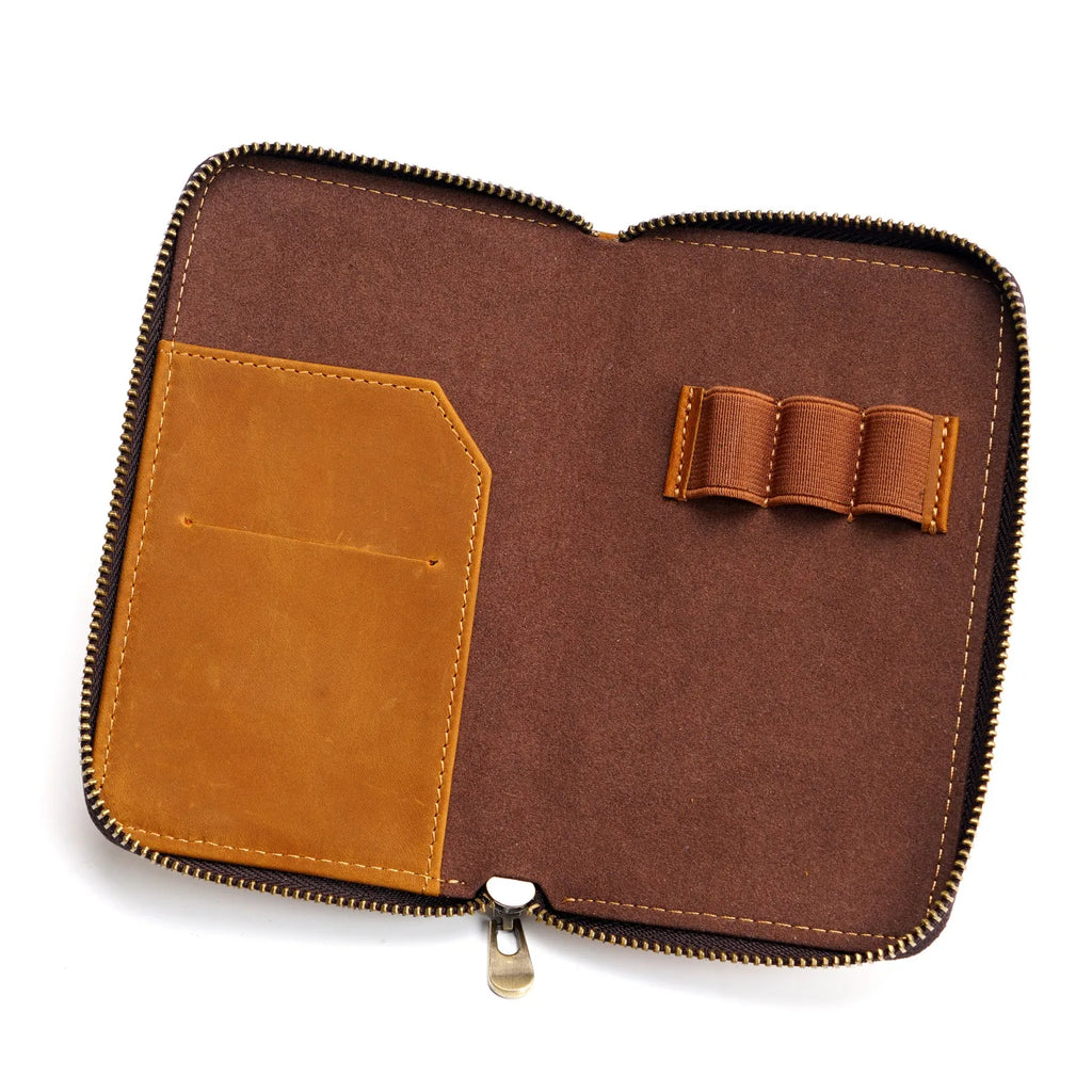 Leder Stifteetui mit Reißverschluss – Multifunktionale Organizer-Tasche mit Kartenfach für Füllfederhalter & Business-Schreibwaren