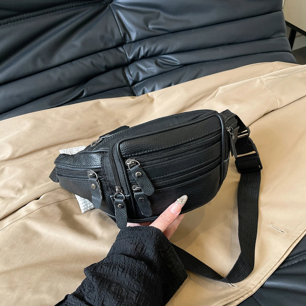 AEROCANDY Damen Leder Bauchtasche – Fashion Fanny Pack, Casual Crossbody & Chest Bag aus Echtem Leder