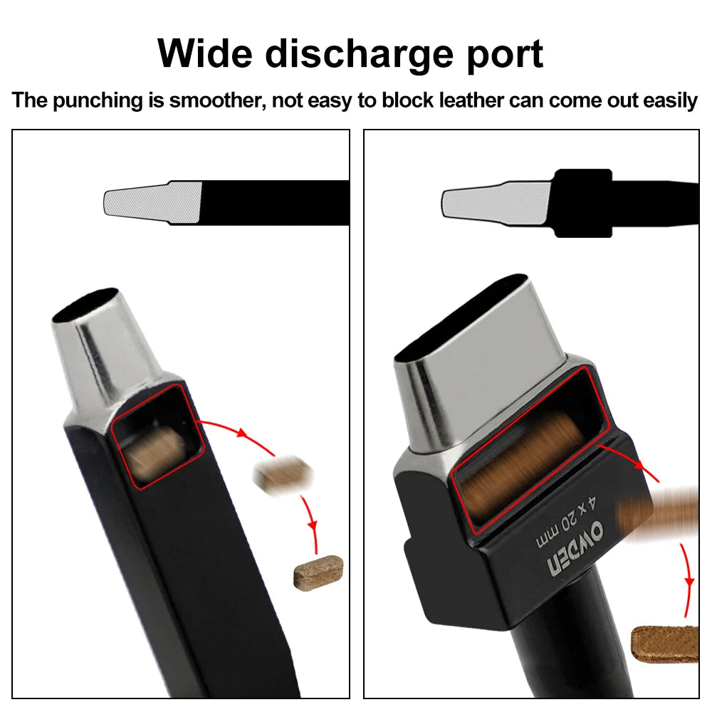 OWDEN Oblong Lederloch Stanzen Set – Ovale Hohlstanzer aus High-Carbon-Stahl für Gürtel, Riemen & Lederarbeiten (19 Größen)