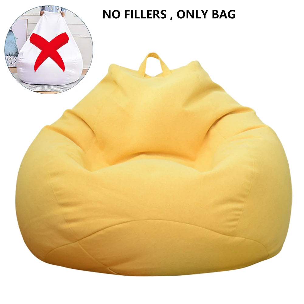Lazy Sofa Bean Bag Bezug aus Leinenstoff – Sitzsack- &amp; Lounger-Hülle ohne Füllung für Wohnzimmer, Tatami &amp; Lounge 