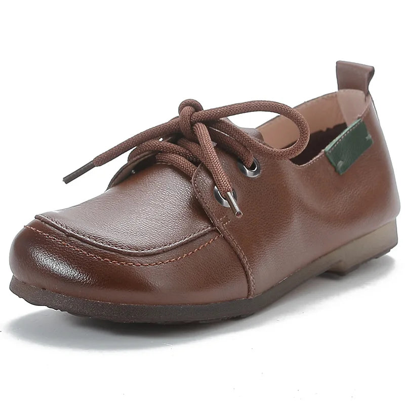 feerldi Damen Leder Flats WB-365K – Elegante Retro Ballerinas mit Schleifen, Weiche Slip-On Mokassins, Komfortable Loafers für Frauen