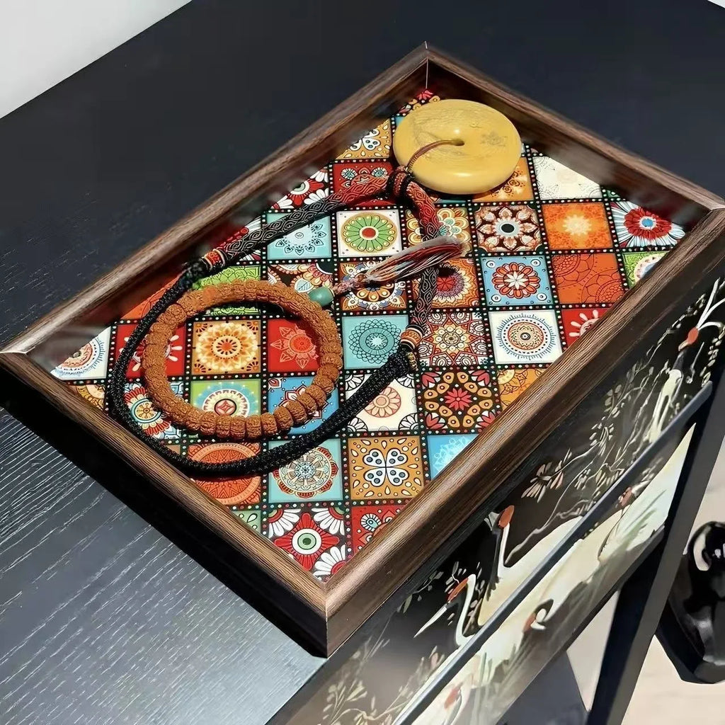 Boho Holz-Leder Ablageschale – Exotische Aufbewahrung im Vintage-Stil für Schmuck, Schlüssel & Wohnaccessoires