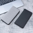 Herren Langbörse mit Reißverschluss – Große Business Clutch Wallet aus Canvas mit Multi-Kartenfächern