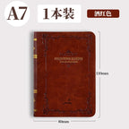 Vintage Notizbuch A6A7 aus PU-Leder – Kompakt, Gold-Print, Tragbar für Schule & Büro