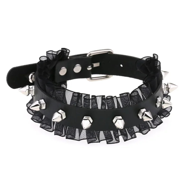 Gargantilla gótica punk con Nieten &amp; Stern – PU-Leder Halsband con Herz, Kreuz &amp; Spikes en estilo Harajuku Y2K para mujeres 