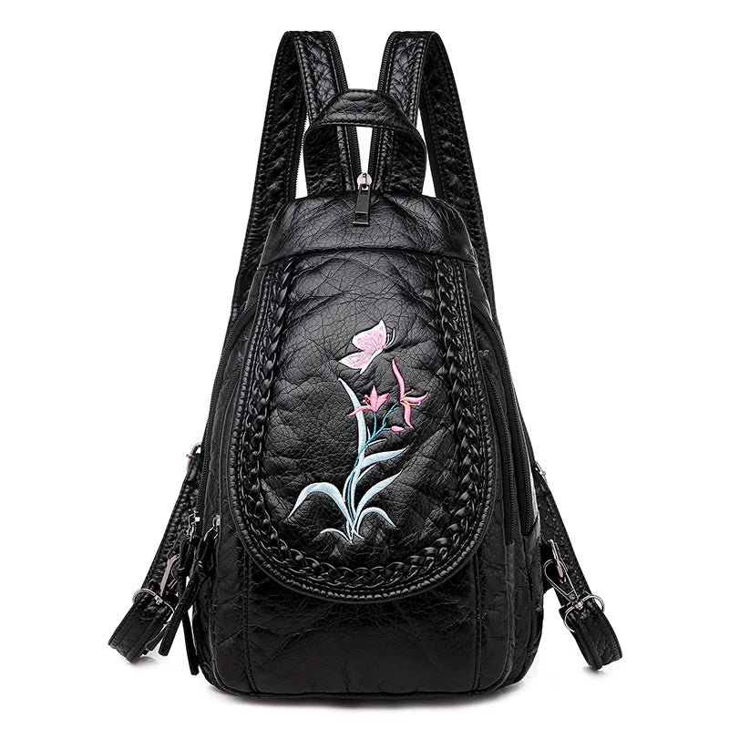 KMFFLY Damen Mini Rucksack en cuir PU blanc – Sac à dos à fleurs, sac à dos léger et tendance pour filles 