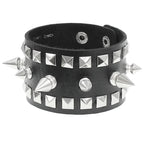 Brazalete de cuero punk de los 90 con nieve, brazalete de PU colorido con púas eckigen, pulsera gótica llamativa para mujer 2024 