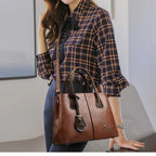 Luxury Damen Designer Patchwork Schultertasche – Große Leder-Handtasche & Shopper Tote mit Marken-Design