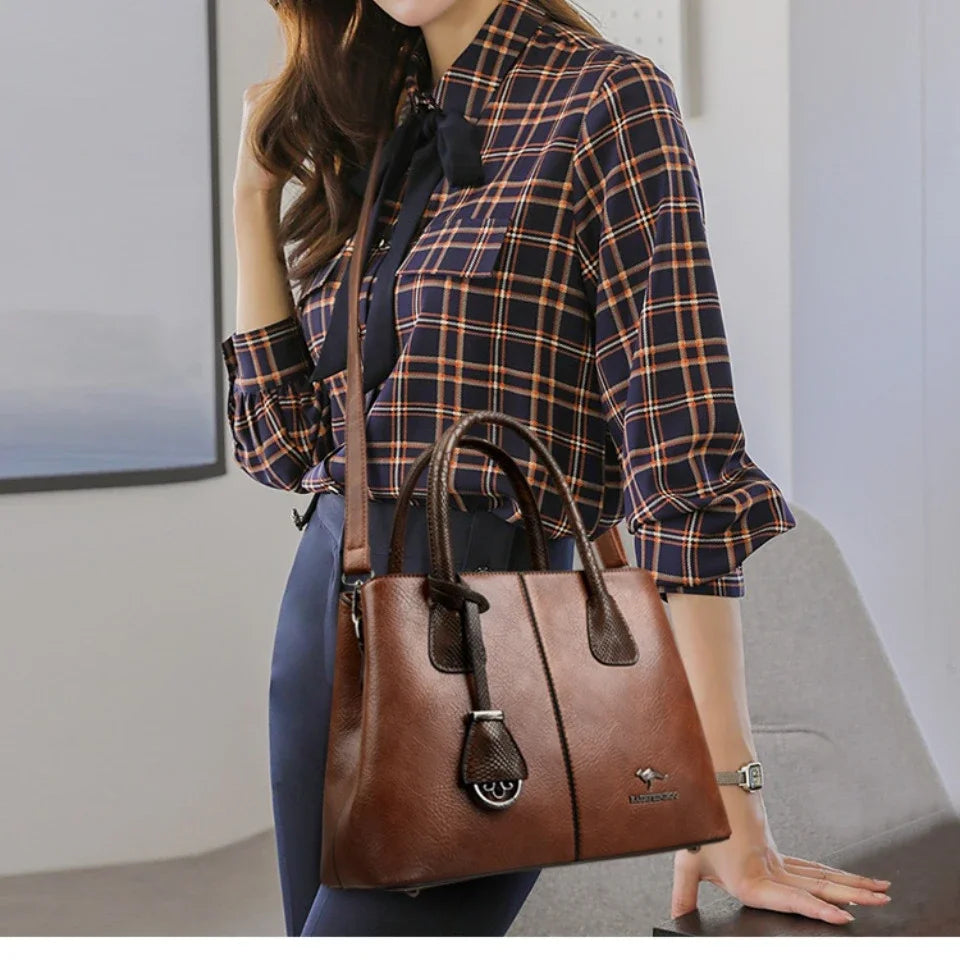 Luxury Damen Designer Patchwork Schultertasche – Große Leder-Handtasche & Shopper Tote mit Marken-Design