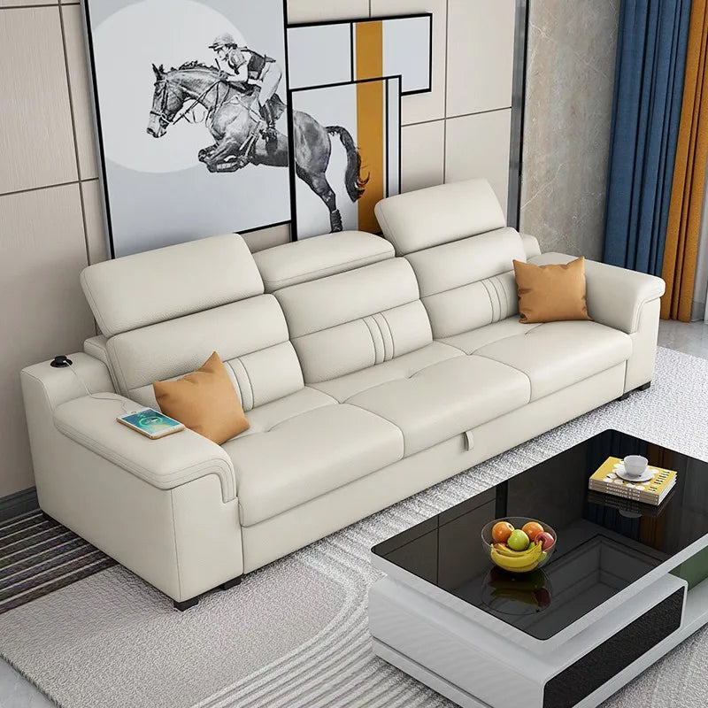 Wasserdichtes Luxus Ledersofa – Modernes L-förmiges Designer Ecksofa mit Schlaffunktion & Stauraum