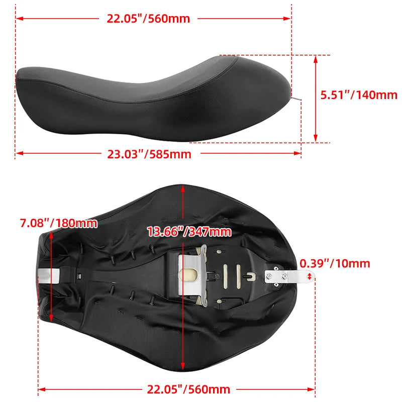 Schwarzer Motorrad Solo-Fahrersitz aus PU-Leder – Coussin de siège avant pour Harley-Davidson Sportster XL 883 / 1200 / 48 / 72 (2004–2015) 