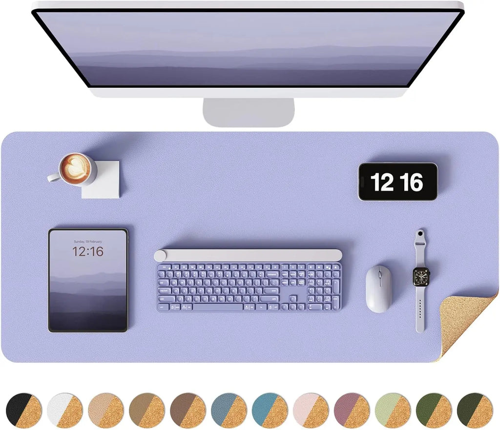 YSAGi Doppelseitige Leder Schreibtischunterlage – Große Wasserdichte Desk Mat mit Eco-Kork, Rutschfeste Schreibtischauflage & Mauspad für Büro und Zuhause