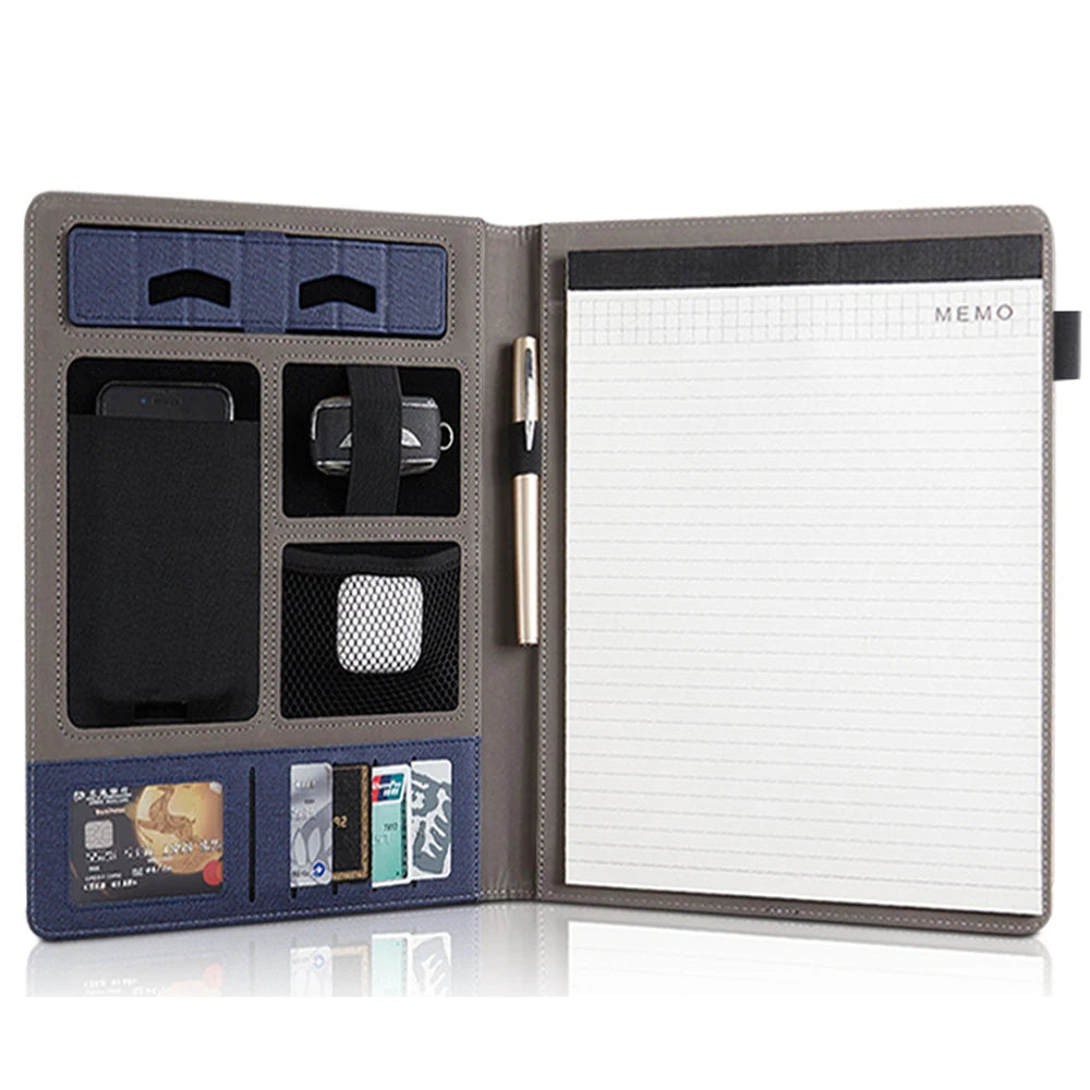 Mapa de cartera de cuero A4 multifuncional: documentos ejecutivos y prácticos organizadores para negocios y oficinas 