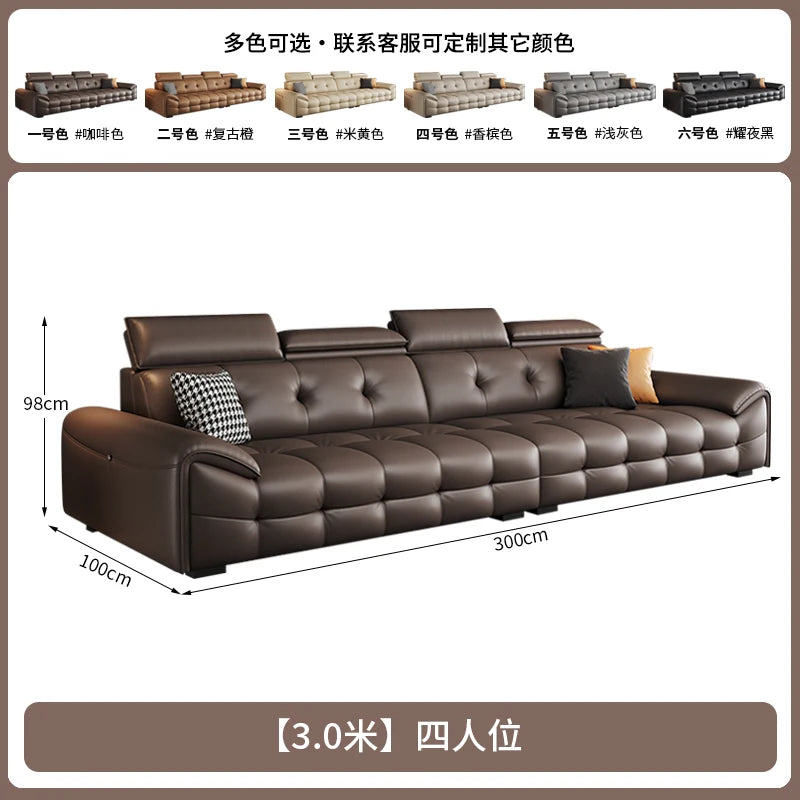 Italienisches modernes Ledersofa für das Wohnzimmer – Minimalistisches Relax Sofa aus echtem Leder mit Latex-Polsterung