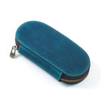 Vintage Crazy Horse Cuir Stifteetui 3er-Set – Ovales Pen Case mit Reißverschluss für Füllfederhalter &amp; Schreibgeräte