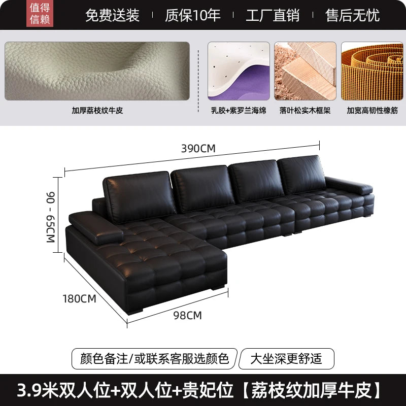 Luxuriöses Designer Leder-Ecksofa im italienischen Stil – Moderne Relax-Wohnlandschaft in L-Form aus Echtleder, individuell konfigurierbar