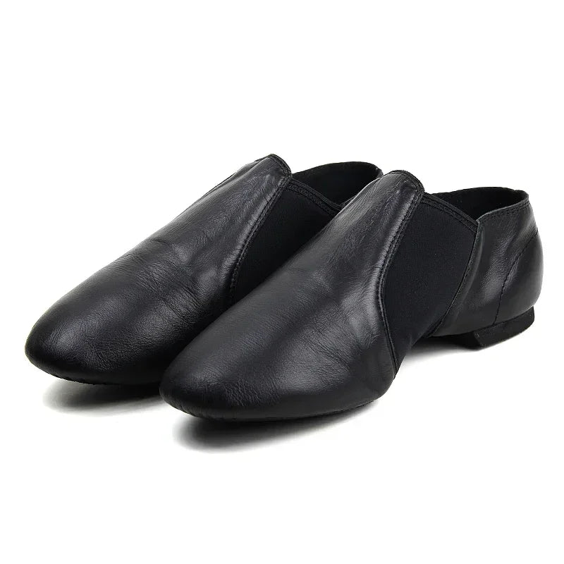 Chaussures de danse jazz en cuir véritable – Chaussures de sport à enfiler pour enfants, femmes et hommes, idéales pour le jazz, la salsa, le ballet et la danse 