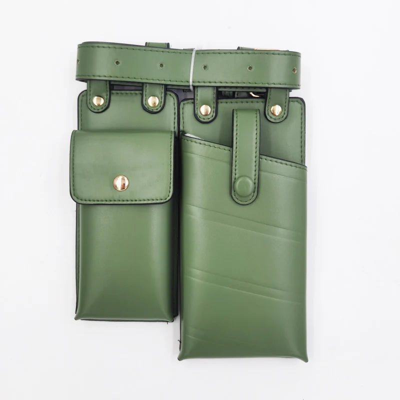 REREKAXI 2er-Set Damen Hip-Hop Bauchtaschen – PU-Leder Fanny Pack & Crossbody Chest Bag, Streetwear Gürteltaschen für Frauen