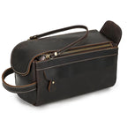 Hochwertige Kleine Reise-Kosmetiktasche aus Crazy Horse Leder – Vintage Leder Wash- &amp; Make-up Bag para hombres 