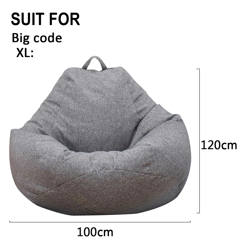 Lazy Sofa Bean Bag Bezug aus Leinenstoff – Sitzsack- &amp; Lounger-Hülle ohne Füllung für Wohnzimmer, Tatami &amp; Lounge 