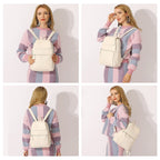 ZENCY Damen Rucksack aus echtem Rindsleder – Anti-Diebstahl Designer Leder-Rucksack mit großem Stauraum in Schwarz & Weiß