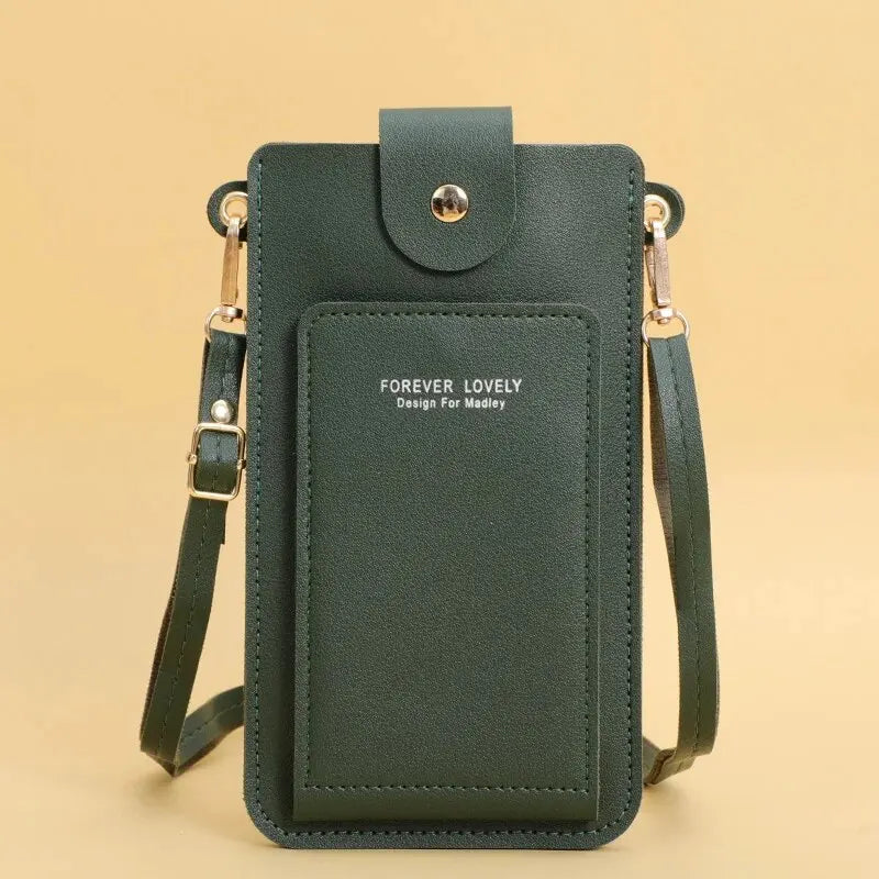 Damen Crossbody Handy-Geldbörse aus PU-Leder – Schultertasche mit Touchscreen-Handyfach, sicherem Verschluss & Business-Design