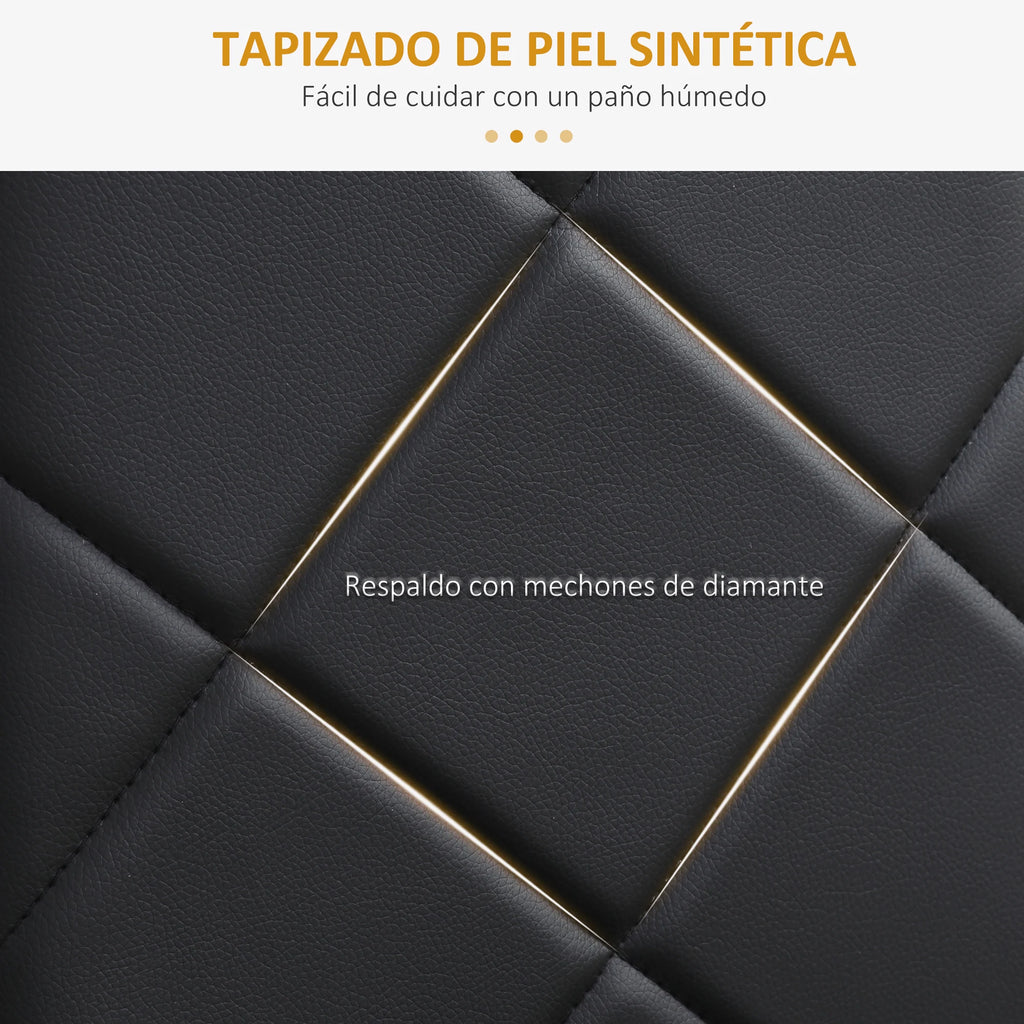 HOMCOM Set aus 4 Esszimmerstühlen aus Kunstleder – Gepolsterte Dining Chairs mit hoher Rückenlehne & Metallbeinen, Weiß, 41 × 50 × 97 cm