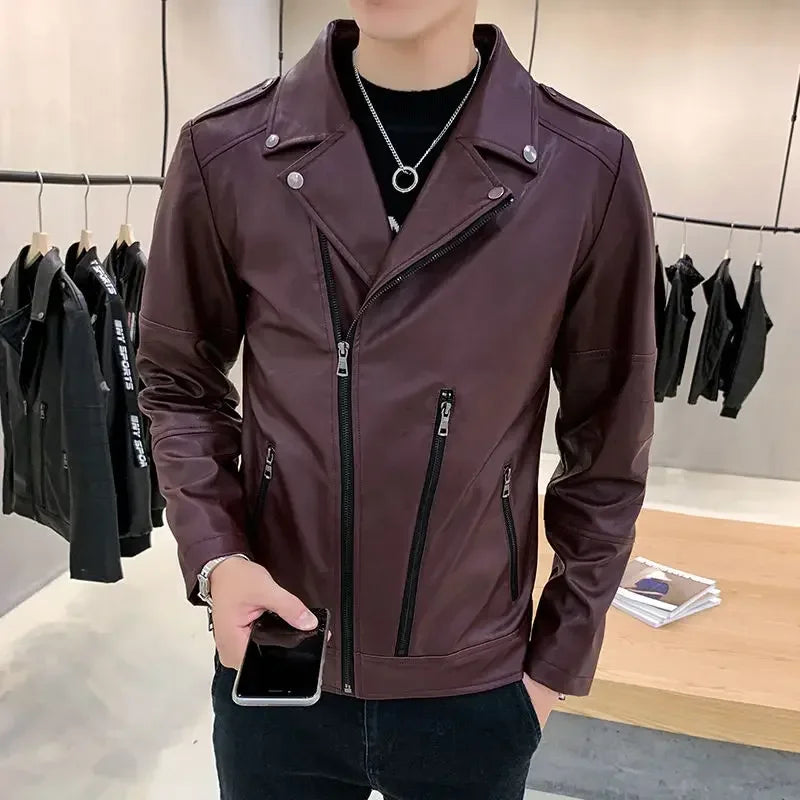 Herren Lederjacke Schwarz: elegante y casual chaqueta de cuero con chaqueta de cuero, diseño lujoso para hierbas e invierno 