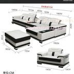 Modernes Luxus Leder-Ecksofa mit Schlafunktion – Smart Couch en L avec Bluetooth, Lautsprecher, USB &amp; Getränkehaltern, barre de configuration individuelle