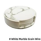 6er Set Kunstleder Untersetzer in Marmor-Optik mit Halter – Rutschfeste & wasserdichte Getränkeuntersetzer für Bar, Küche & Esstisch