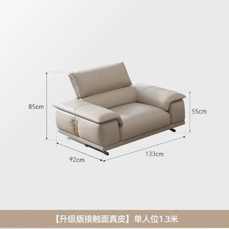 Italienisches Luxus Leder-Ecksofa – Modernes Designer L-Form Sofa for das Wohnzimmer, minimalistes Familien-Sofa aus Echtleder