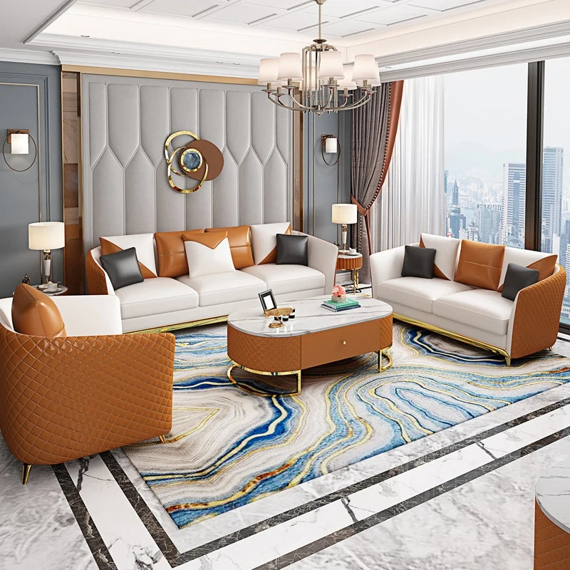 Luxuriöses Designer Ledersofa aus Echtleder – Modernes L-/U-Form Sofa im italienischen Stil, individuell konfigurierbare Wohnlandschaft für das Wohnzimmer