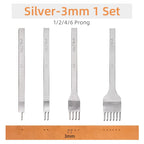 WUTA Basic Diamond Leder Chisel Set – Pricking Iron Stichwerkzeug 3–6 mm mit 1–2–4–6 Zinken für sauberes Leder Nähen